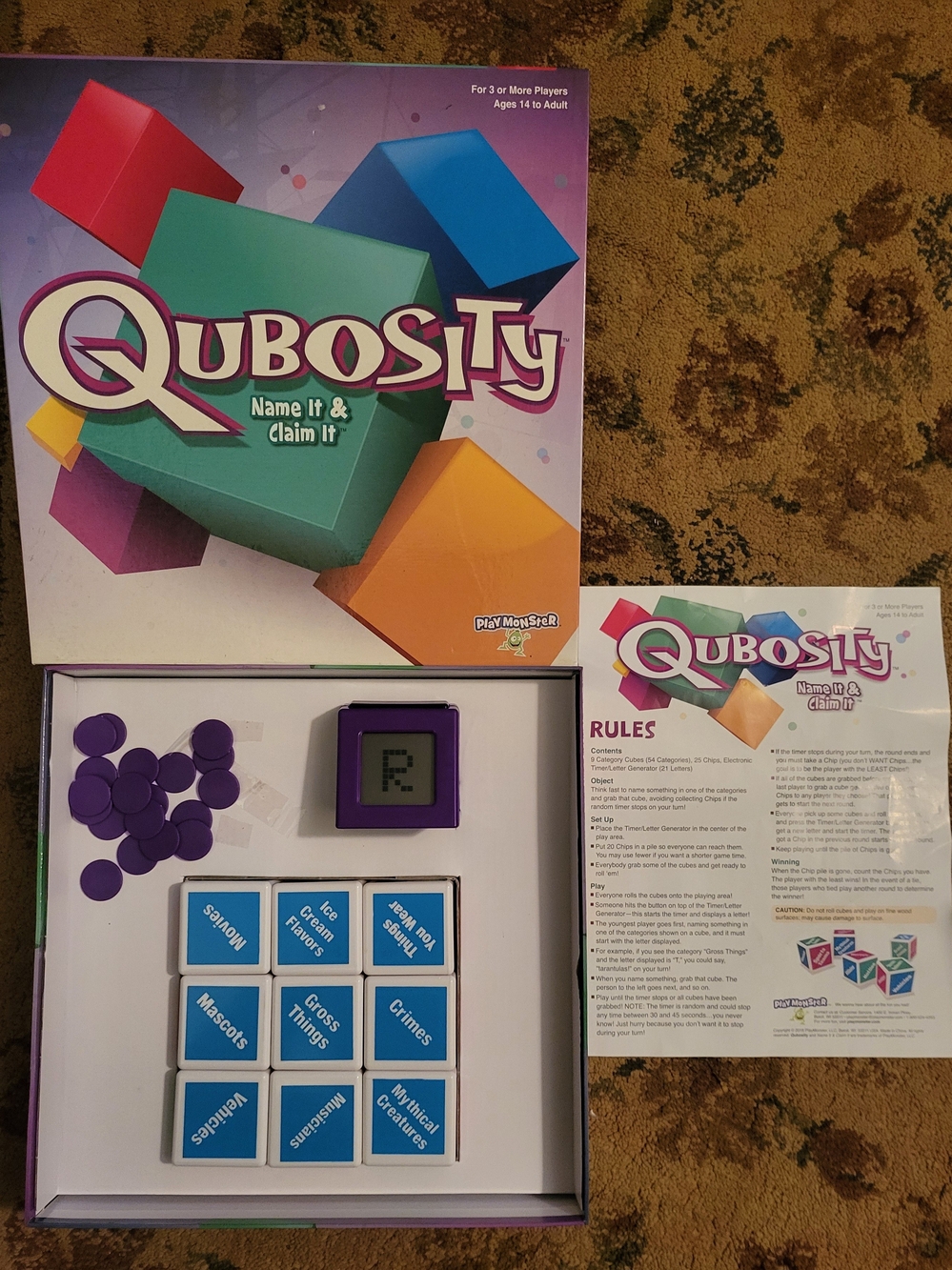 Qubosity Name It & Claim It Party Game – PlayMonster – Complete & Working